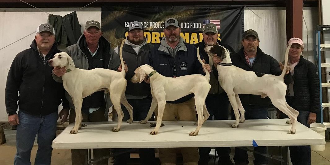 Amateur All-Age Winners. L- R: Brad Kennedy, Daniel Bolden with Hendrix's Touch Up, Hunter Clark, judge; Jonathan Burch with Coldwater Paradise, Guy Hendrix, Burke Hendrix with Rebel Dreams, and Betty Shearouse, judge